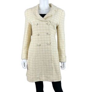 SP Pesci Double Breasted Tweed Trench Coat Womens Size S/M‎